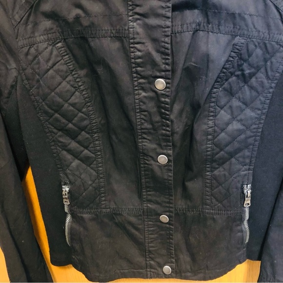 Maurices Small  Black Classic Jacket basic moto retro Quilted Cotton Snaps - Picture 3 of 12